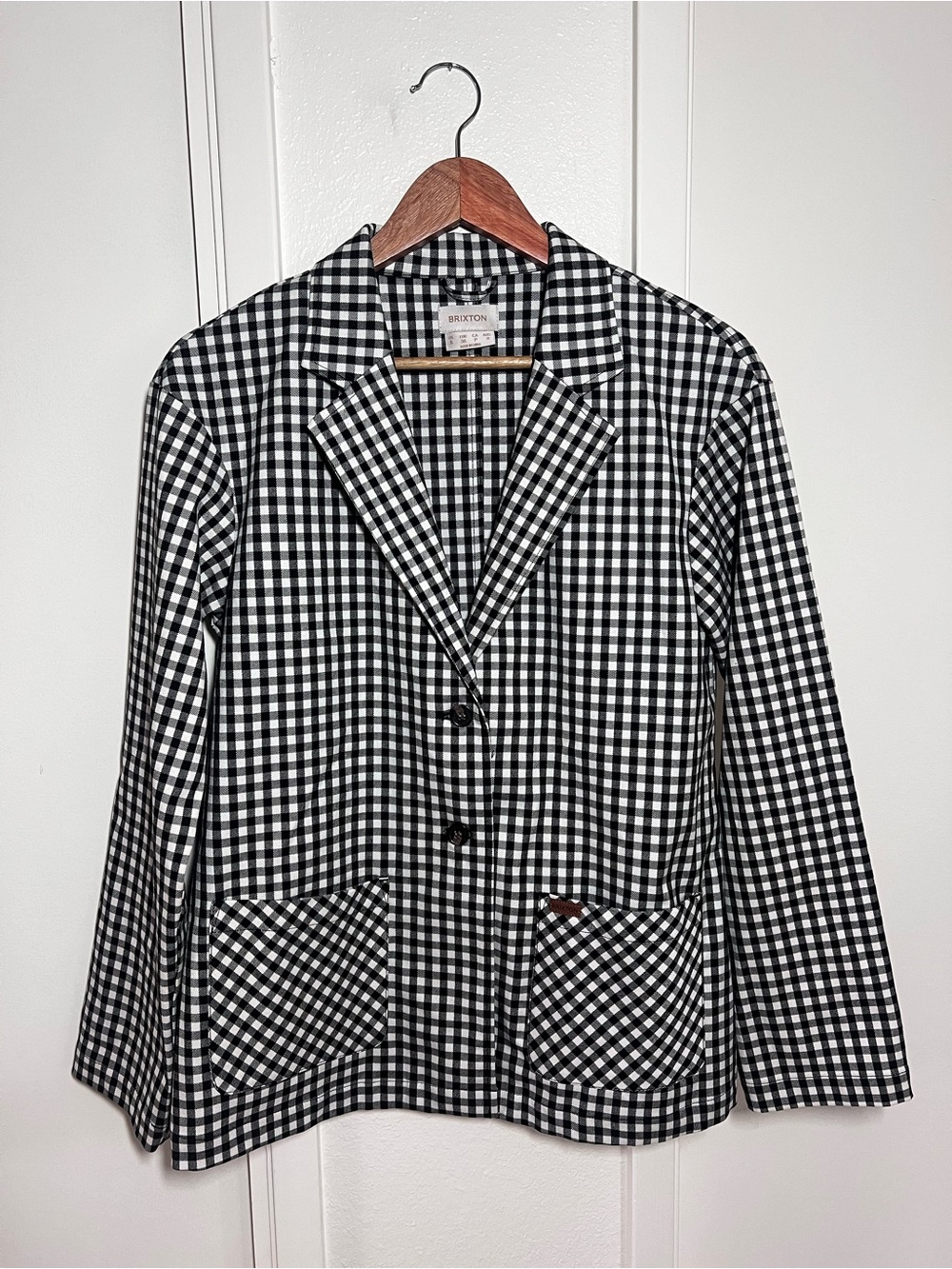 Brixton Thurston Blazer Black and White Gingham Notch-Lapel